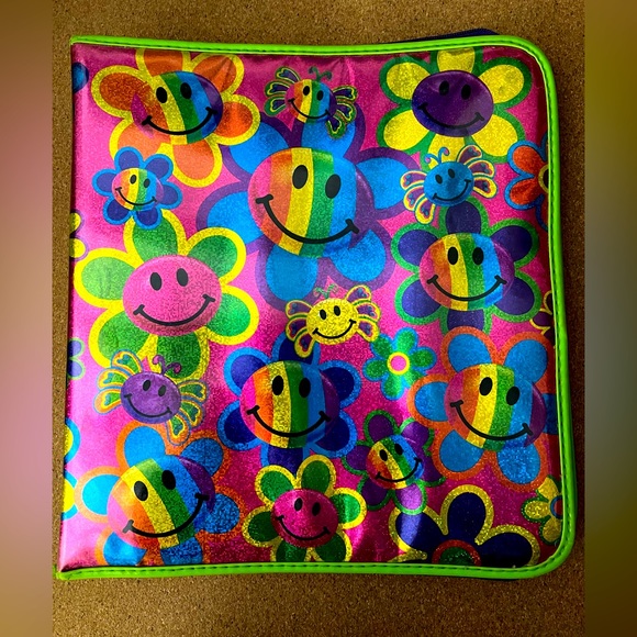 RARE HTF Lisa Frank smiley binder shiny - Picture 1 of 6